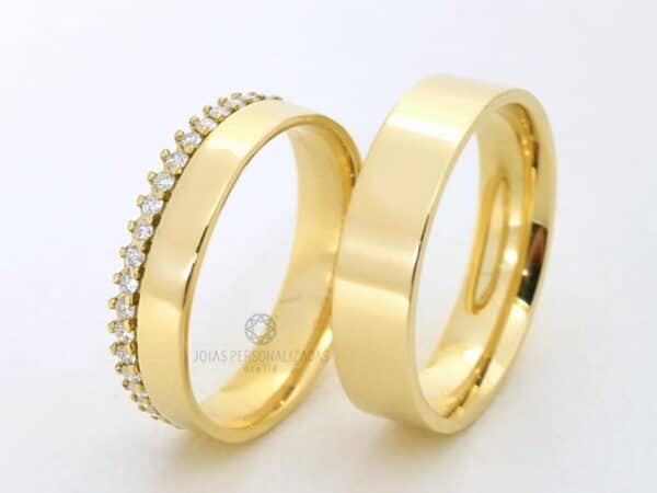 alianças de casamento em Ouro 18k com 20 brilhantes