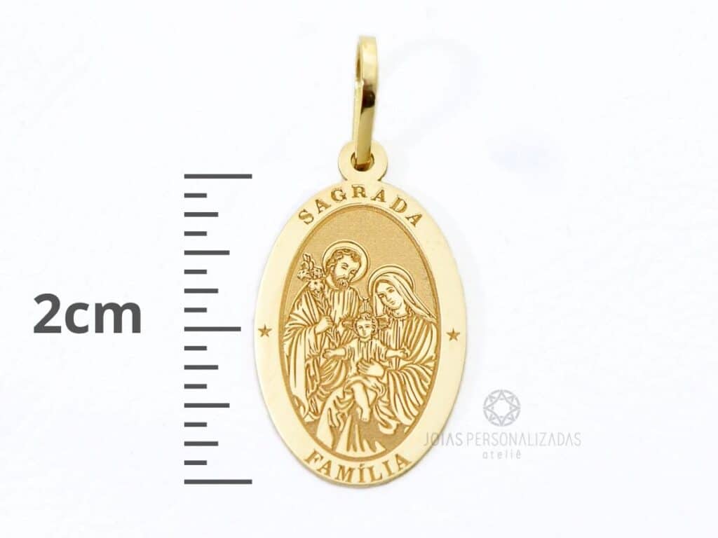 medalha da Sagrada Família em Ouro 18k