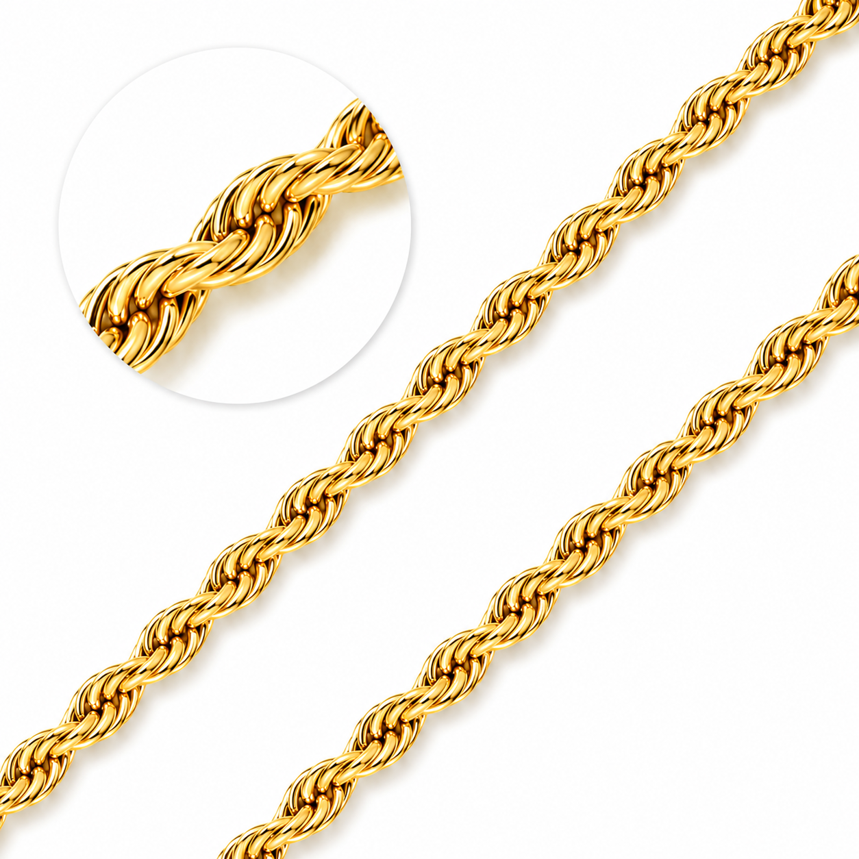 Corrente Corda (baiana) Masculina em Ouro 18k - 60cm