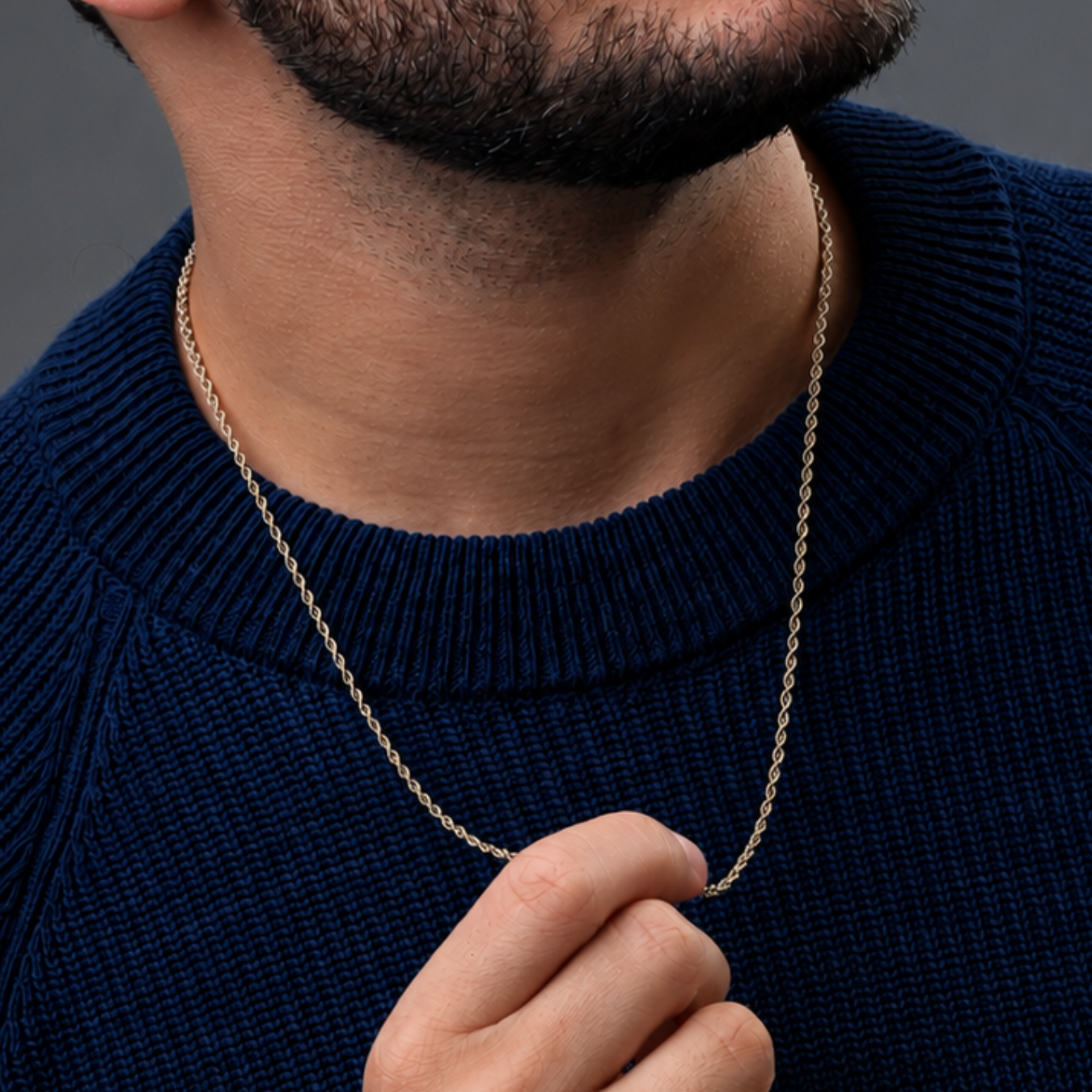 Corrente Corda (baiana) Masculina em Ouro 18k - 60cm - Imagem 2
