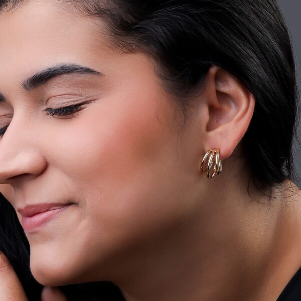 Brincos 3 Argolas em Ouro 18k - Image 3