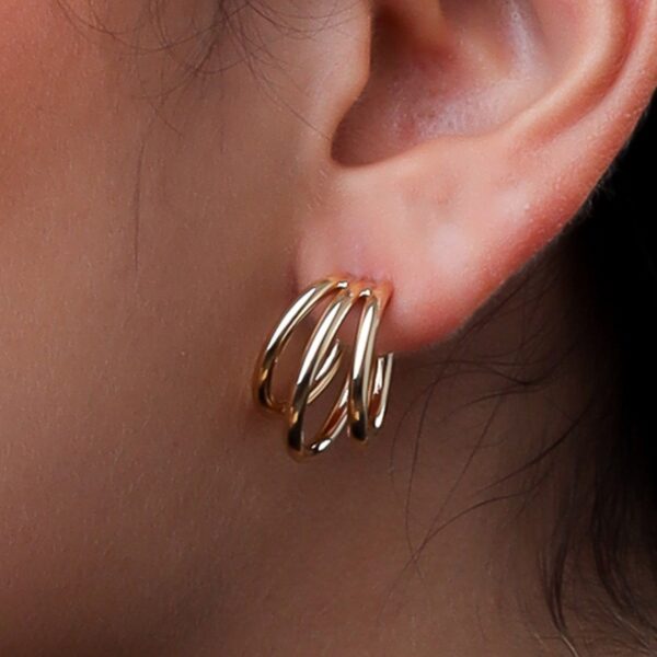 Brincos 3 Argolas em Ouro 18k - Image 2
