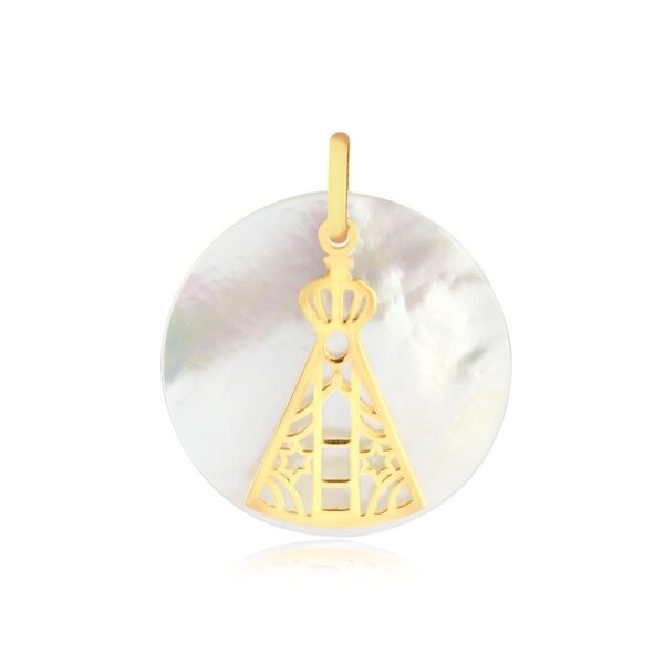 Pingente Nossa Senhora Aparecida com madrepérola - Ouro 18k