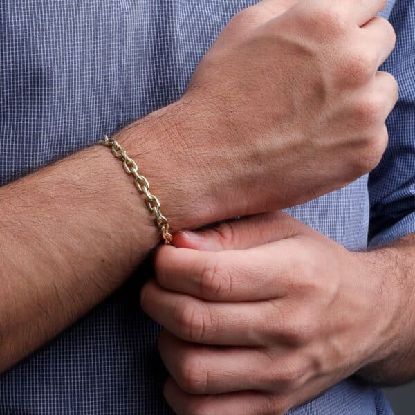 Pulseira Masculina Oca em Ouro 18k - Elo Cadeado - Image 2