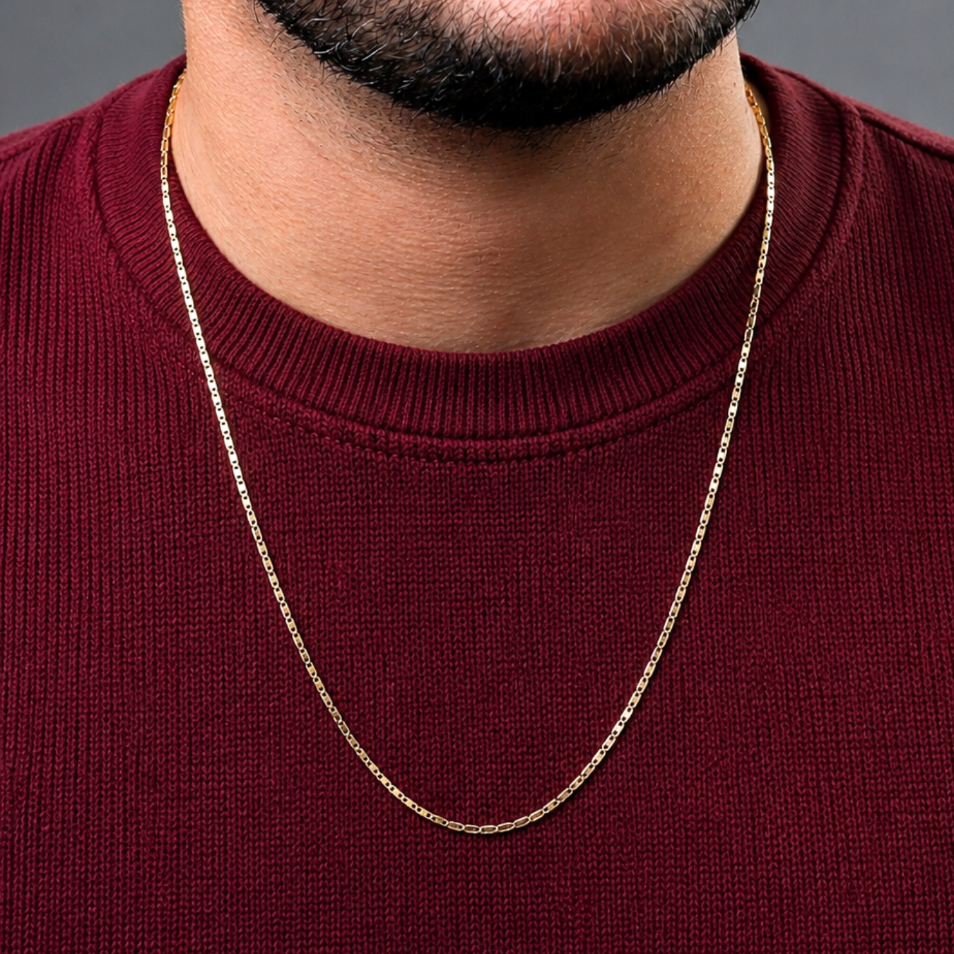 Corrente Piastrine Masculina em Ouro 18k - 70cm - Imagem 2