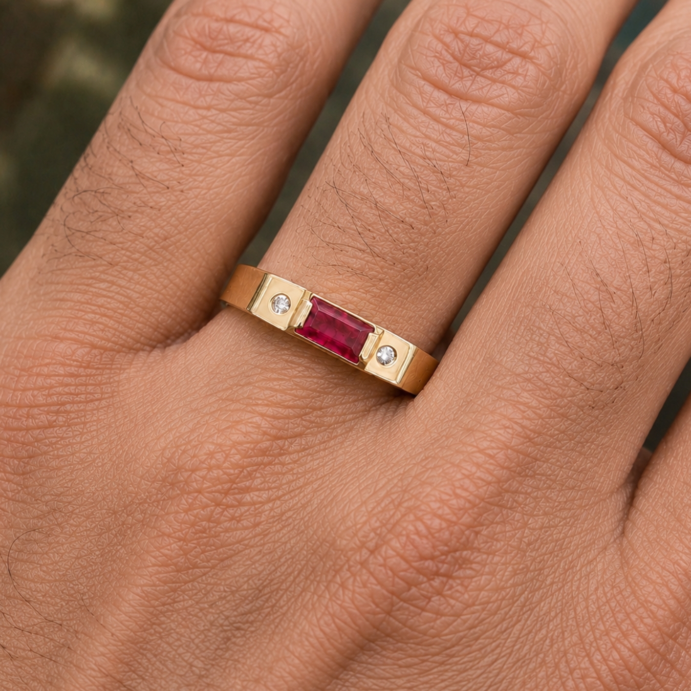 Anel de Formatura Masculino em Ouro 18k com PEDRAS NATURAIS AF3621M