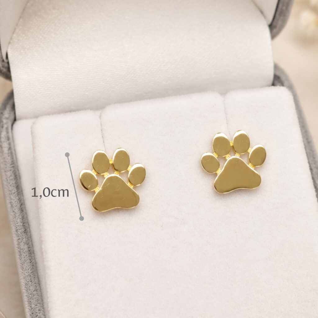brincos de patinha pet em ouro 18k