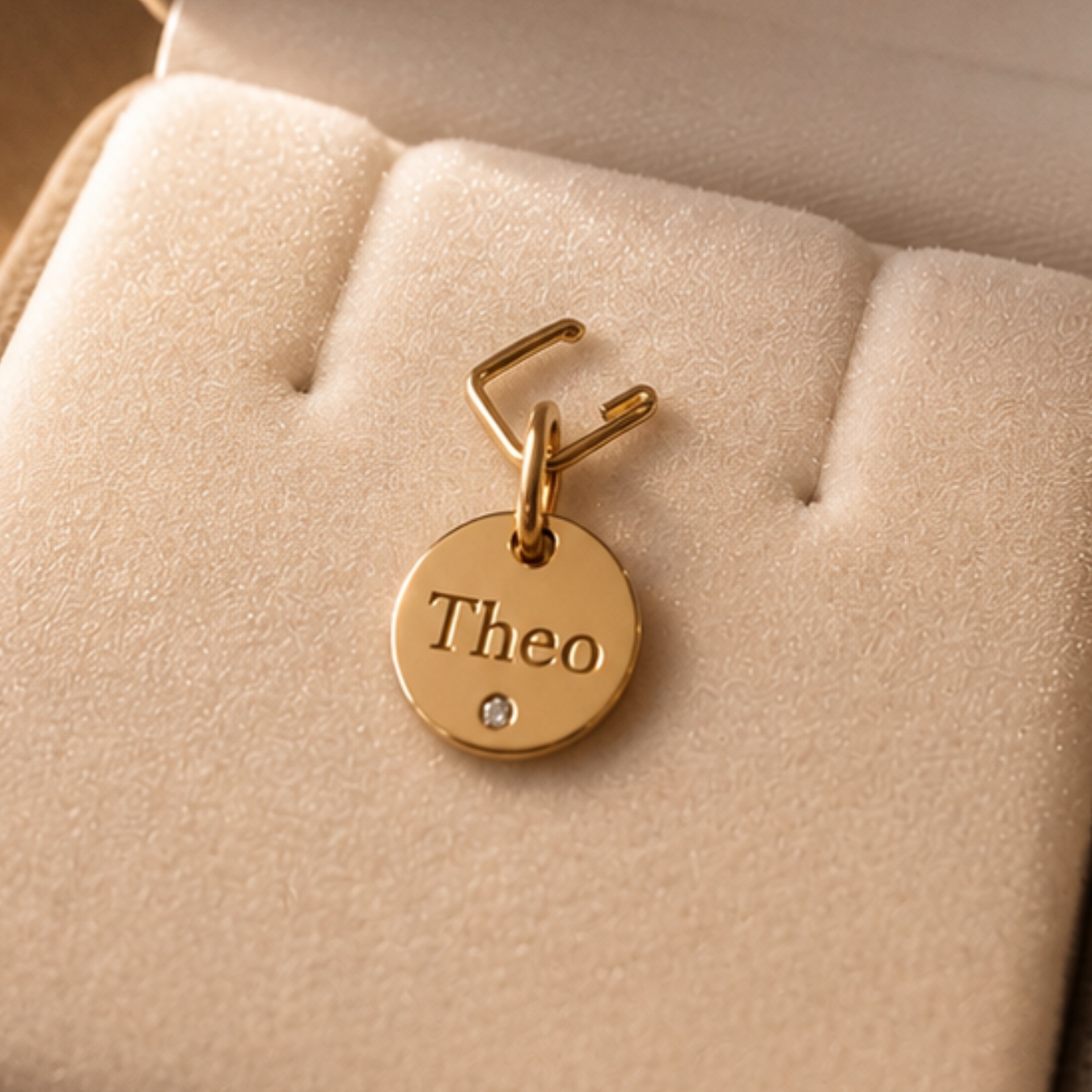 Pingente Personalizado em Ouro 18k com Brilhante - 1,0cm