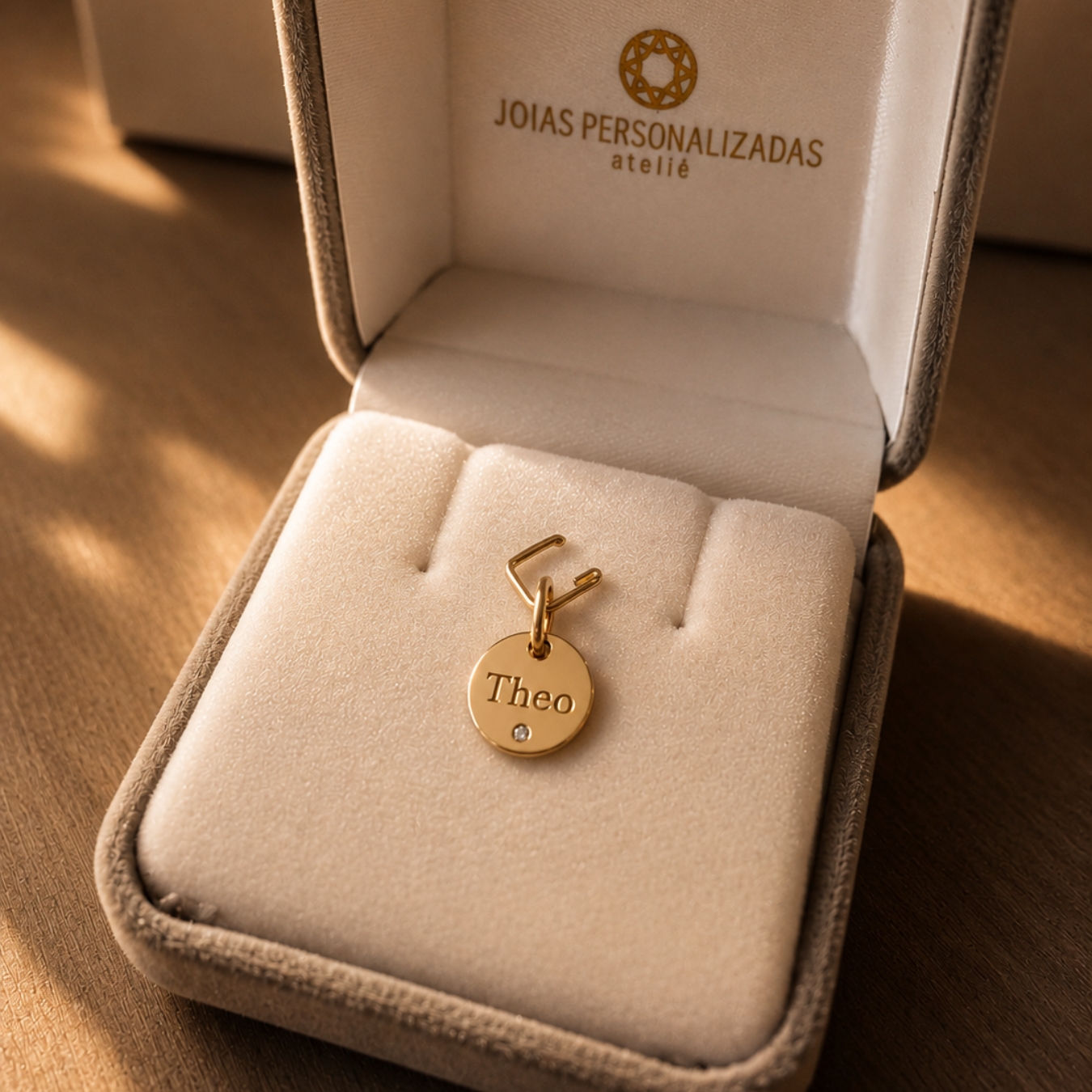 Pingente Personalizado em Ouro 18k com Brilhante - 1,0cm - Imagem 2